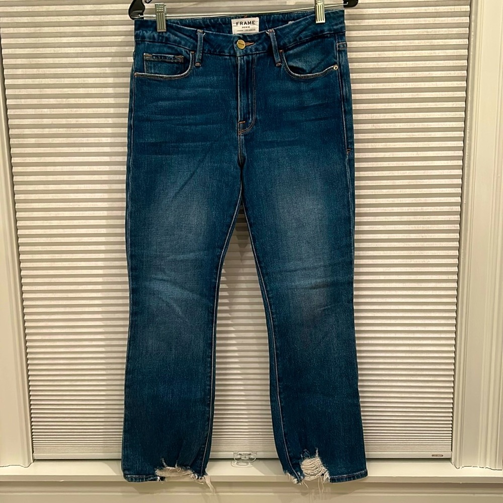 Frame Denim Le Crop Mini Boot Frayed Hem